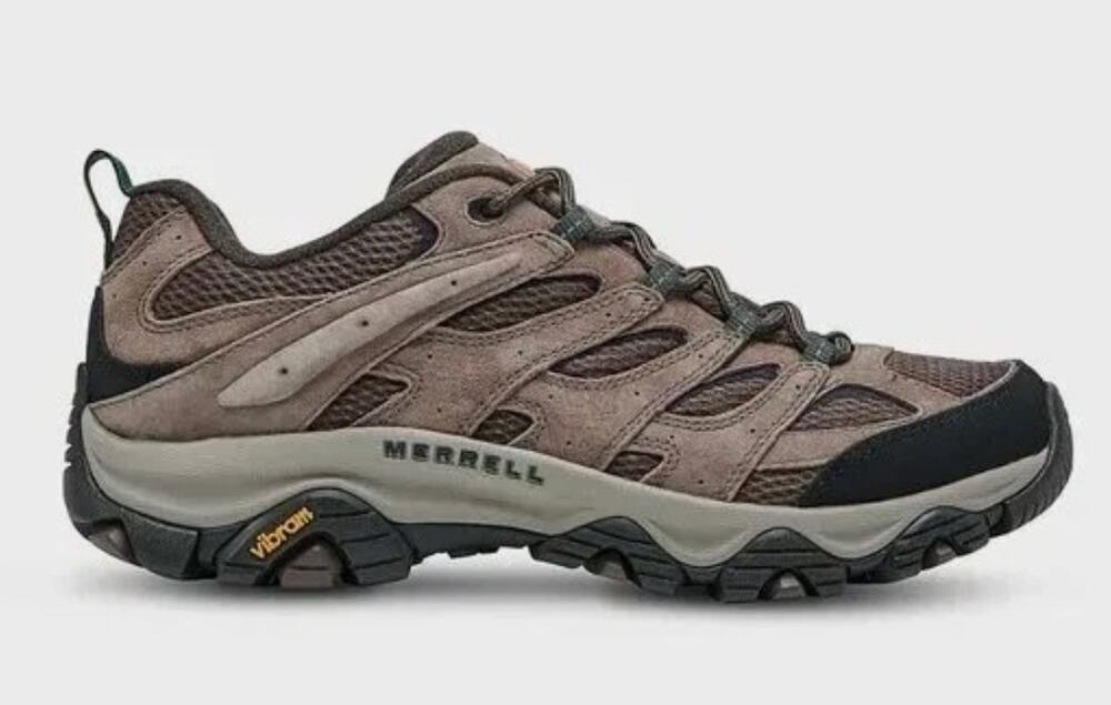 Merrell Mens Moab 3 Hiking Shoes 9.5 Tan Gray Low Ankle Boots Camp Waterproof